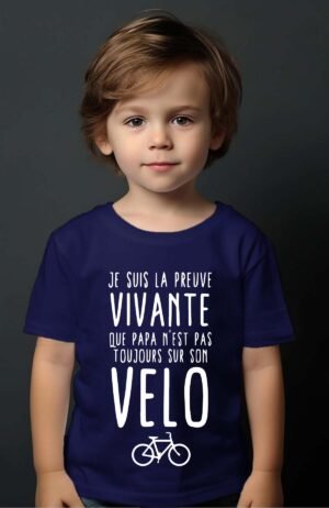 Preuve Papa Vélo – Tshirt Garçon – Marine