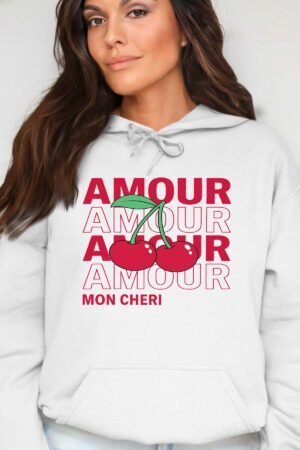 Amour cerise  - Sweat Capuche Femme