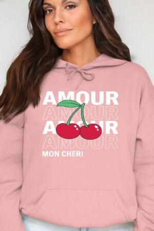amour cerise – Sweat Capuche Femme – Rose