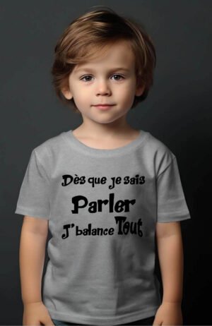je sais parlé – Tshirt Garçon – Gris