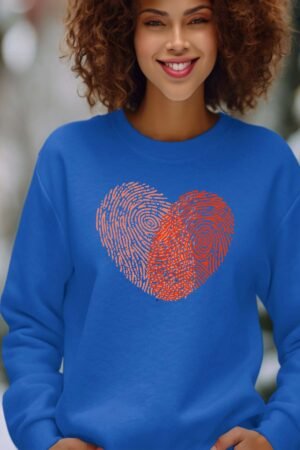 ADN Coeur – Sweat Col Rond Femme – Bleu Roi