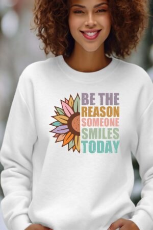 Be the reason – Sweat Col Rond Femme – Blanc