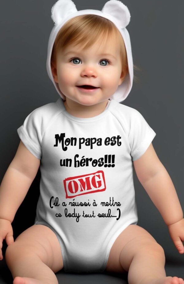 papa est un héro - Body bébé garçon