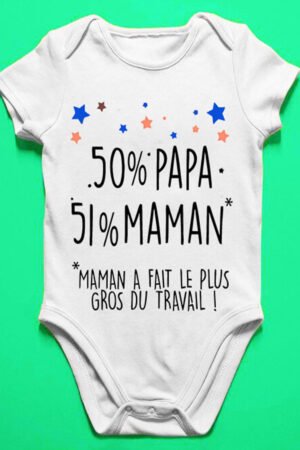 50 papa et maman plus - Body bébé garçon