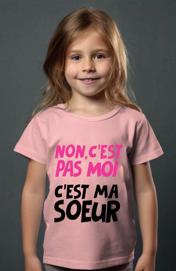T-shirt Col Rond Fille - Non c'est pas moi c'est ma sœur