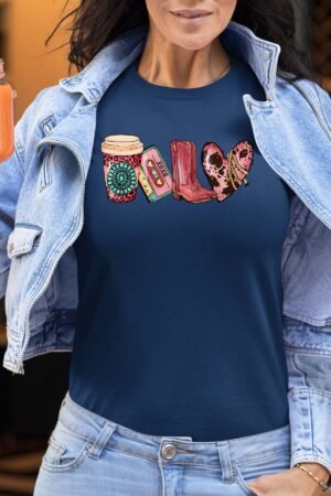Coffee western – Tshirt Femme – Marine