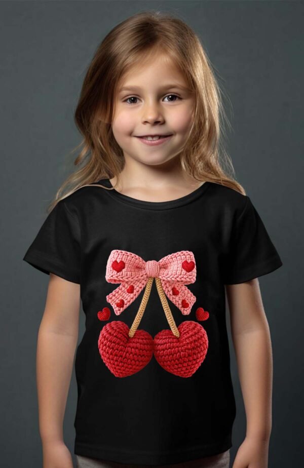 T-shirt Col Rond Fille - Faux Crochet Cherry