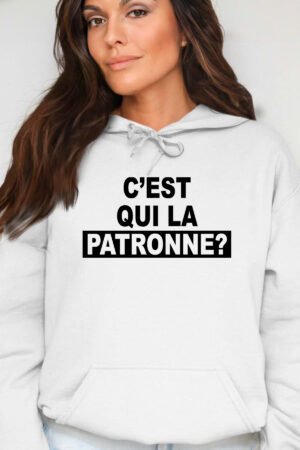 Ki patronne – Sweat Capuche Femme – Blanc