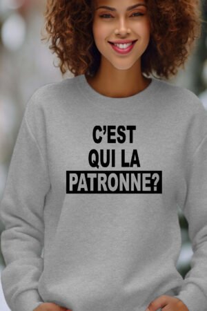 Ki patronne – Sweat Col Rond Femme – Gris