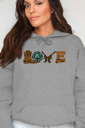 LOVE WESTERN – Sweat Capuche Femme – Gris