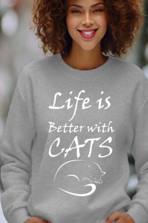 Life cats – Sweat Col Rond Femme – Gris