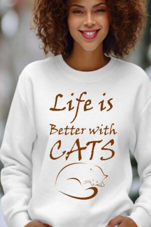 Sweat Col Rond Femme en Gros | Life cats marron