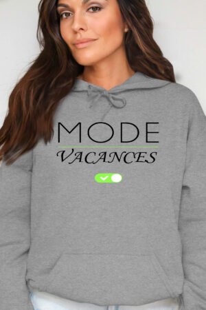 MODE VACANCES – Sweat Capuche Femme – Gris