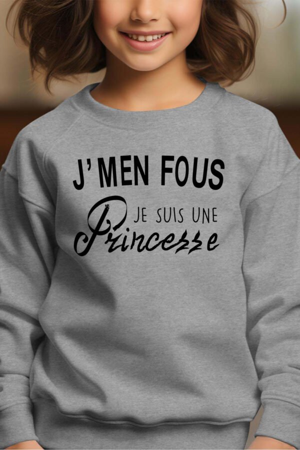 Sweat Col Rond Fille en Gros | J'men fou je suis une princesse