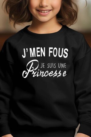 Sweat Col Rond Fille en Gros | J'men fou je suis une princesse