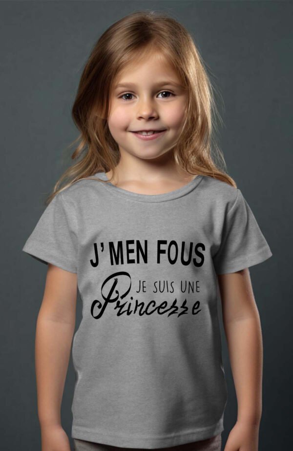 T-shirt Col Rond Fille - J'men fou je suis une princesse