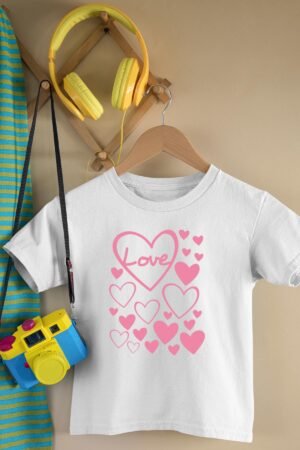 T-shirt Col Rond Fille - Multi cœur