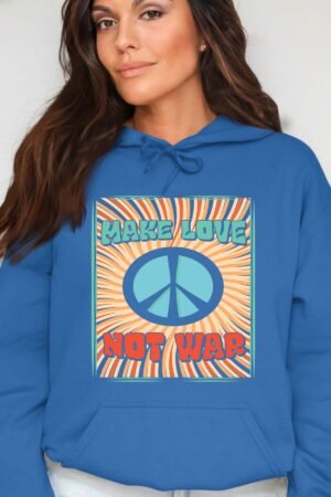 Not war Love – Sweat Capuche Femme – Bleu Roi