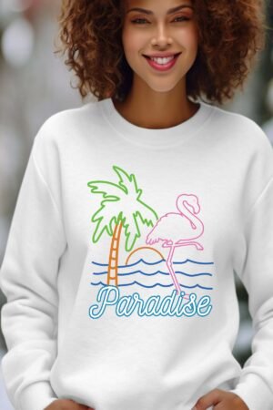 Paradise – Sweat Col Rond Femme – Blanc