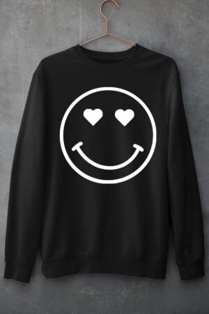 SWEAT Col ROND Femme – Big Smile – Noir