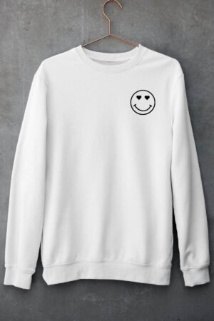 SWEAT Col ROND Femme – Smile – Blanc