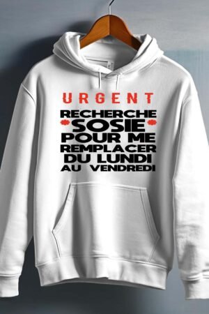 Sosie Vendredi – Sweat capuche Homme – Blanc