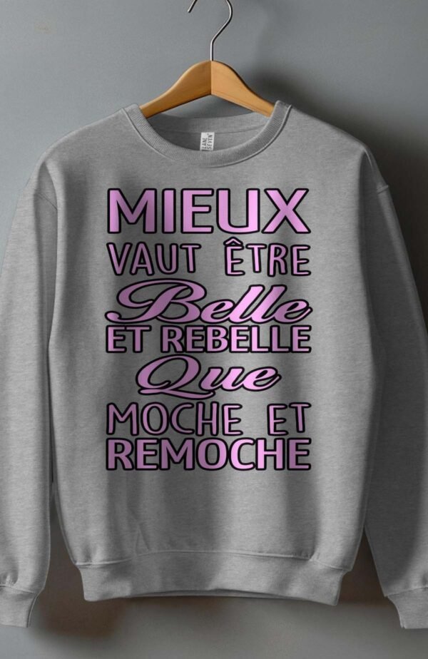 Sweat Col Rond Fille en Gros |  Belle Rebelle