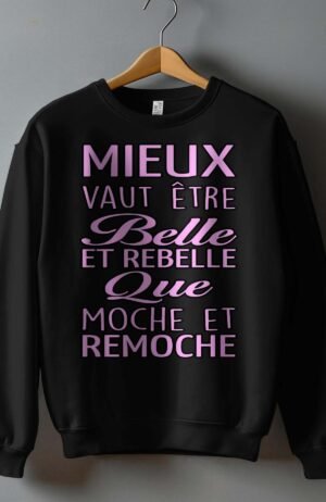 Sweat Col Rond Fille en Gros |  Belle Rebelle