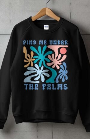 Sweat Col Rond Femme – under palms – Noir