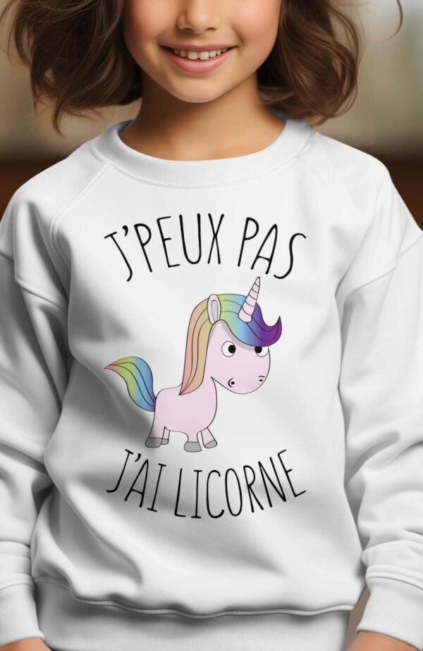 Sweat Col Rond Fille en Gros | J'peux pas j'ai licorne