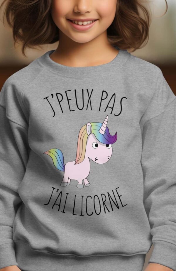 Sweat Col Rond Fille en Gros | J'peux pas j'ai licorne