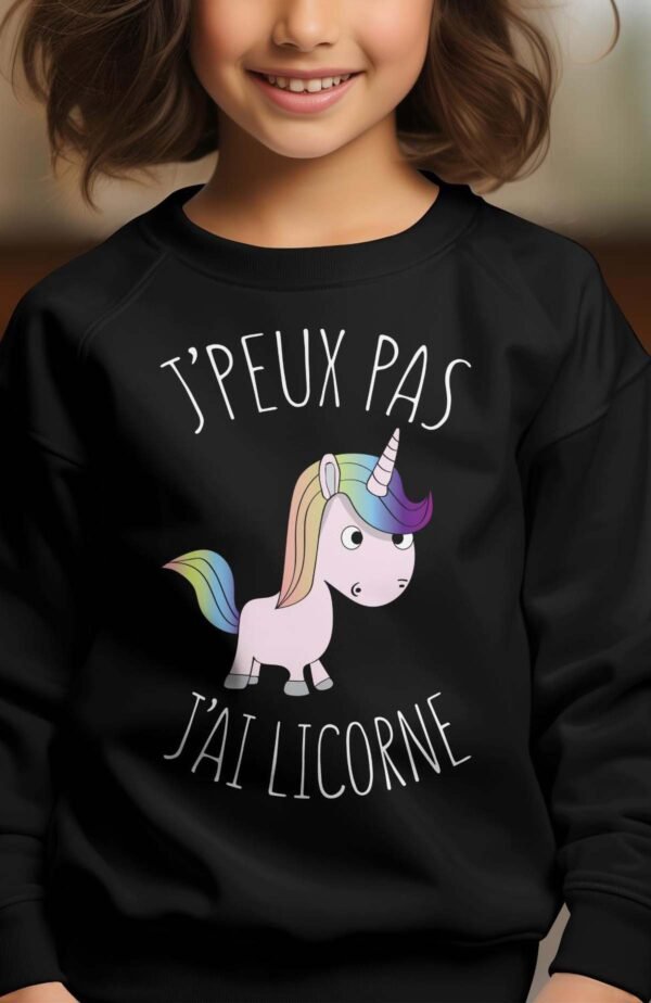 Sweat Col Rond Fille en Gros | J'peux pas j'ai licorne