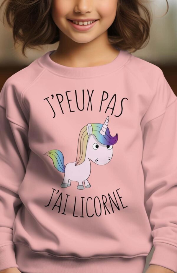 Sweat Col Rond Fille en Gros | J'peux pas j'ai licorne