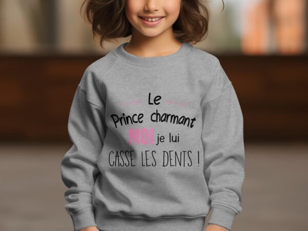 Sweat Col Rond Fille en Gros | Prince charmant moi je lui casse les dents