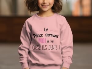 Sweat Col Rond Fille en Gros | Prince charmant moi je lui casse les dents