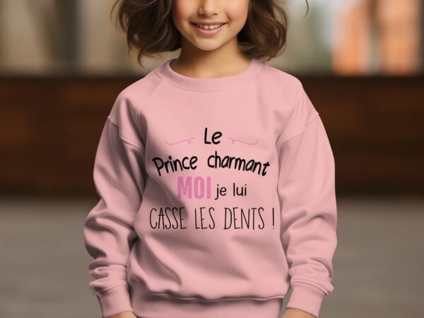 Sweat Col Rond Fille en Gros | Prince charmant moi je lui casse les dents