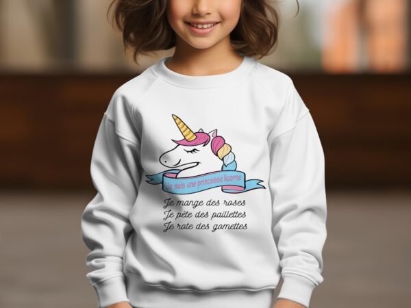 Sweat Col Rond Fille en Gros | Princesse licorne