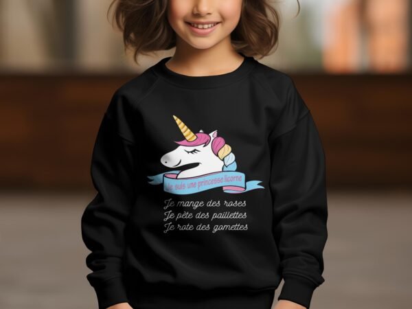 Sweat Col Rond Fille en Gros | Princesse licorne