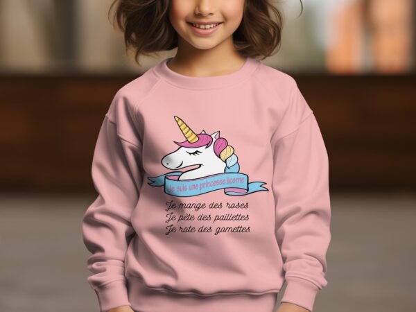 Sweat Col Rond Fille en Gros | Princesse licorne