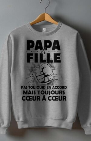 Sweat Col Rond Fille en Gros |   Papa et fille pas toujours en accord