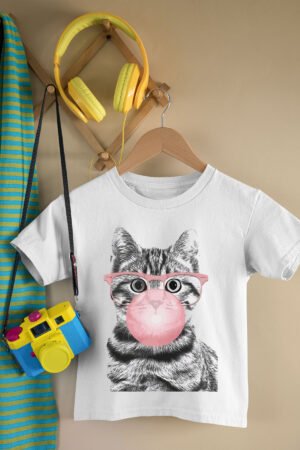 T-shirt Col Rond Fille - Cat Gum