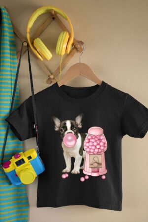 T-shirt Col Rond Fille – Dog gum – NOIR