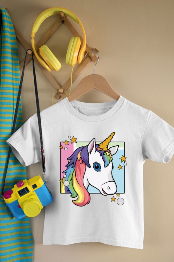 T-shirt Col Rond Fille - tête de licorne