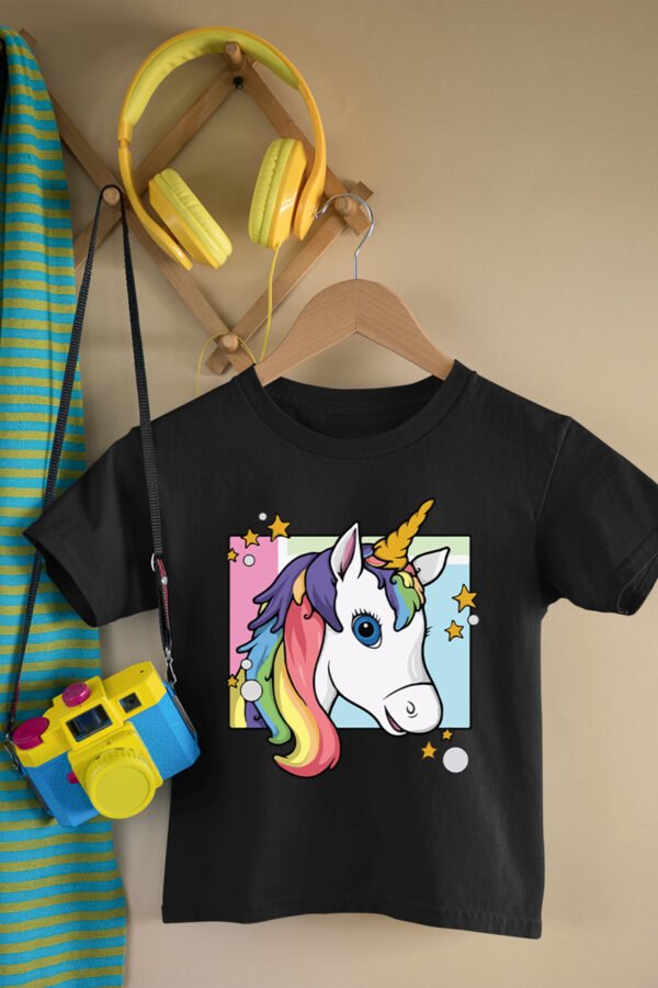 T-shirt Col Rond Fille - tête de licorne