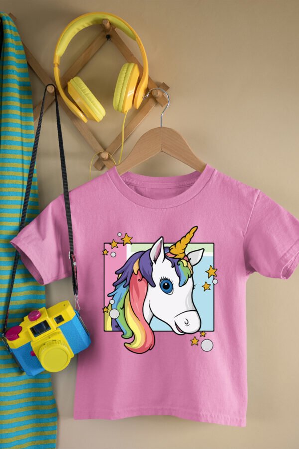 T-shirt Col Rond Fille - tête de licorne