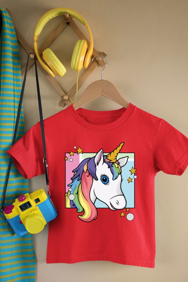 T-shirt Col Rond Fille - tête de licorne