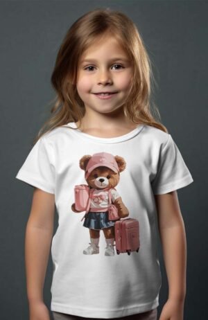 T-shirt Col Rond Fille - Girl peluche