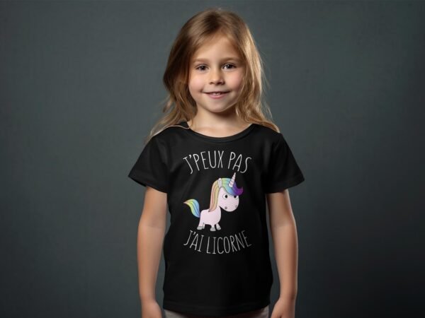 T-shirt Col Rond Fille - J'peux pas j'ai licorne