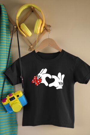 T-shirt Col Rond Fille - Main cœur mousse