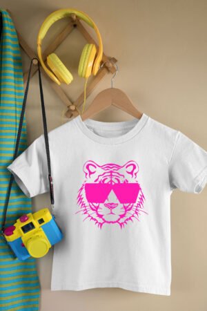 T-shirt Fille – Tiger glasses – BLANC